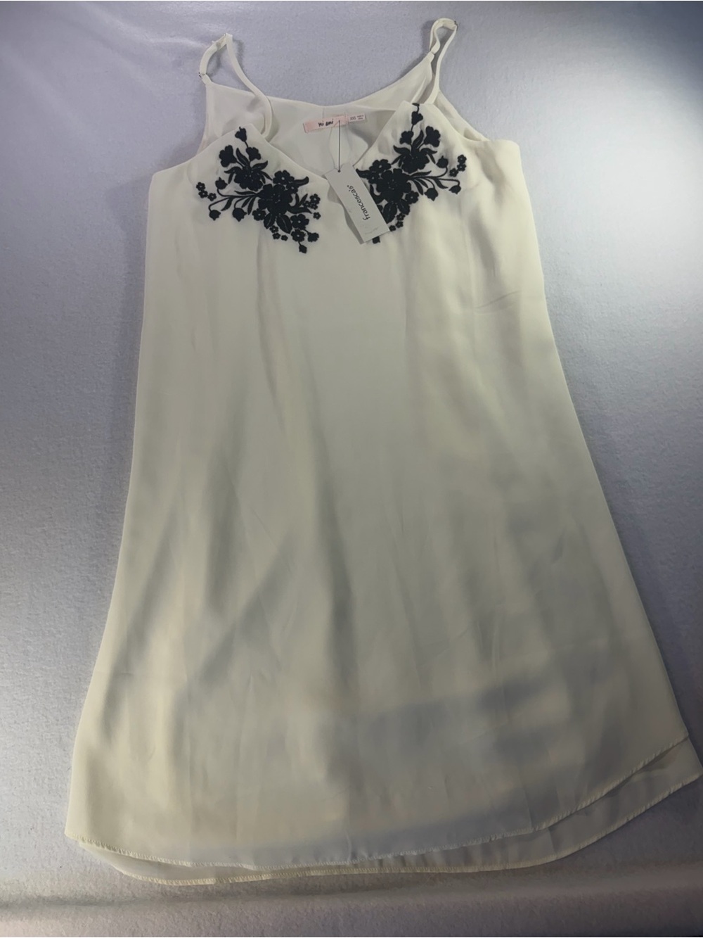 miami White Mini Dress with Black Floral Applique